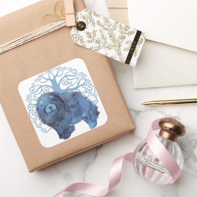 FADED GENES  Chow Tree of Life  Square Sticker (Gifting)