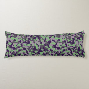 faded green and violet camo abstract body cushion