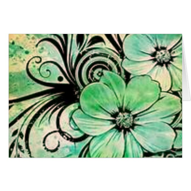 Faded Green Flowers (Front Horizontal)