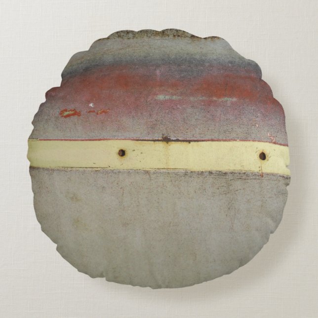 Faded Green, Red, Blue & Yellow rusted Round Cushion (Front)
