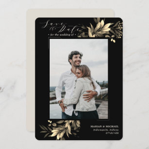 Faded Greenery Back and Taupe Wedding  Save The Date