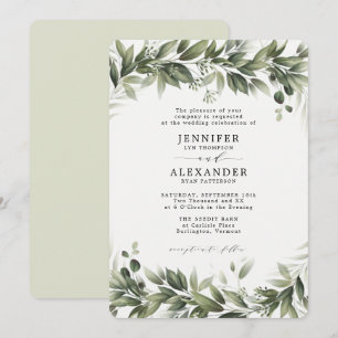 Faded Greenery Eucalyptus Wedding Invitation