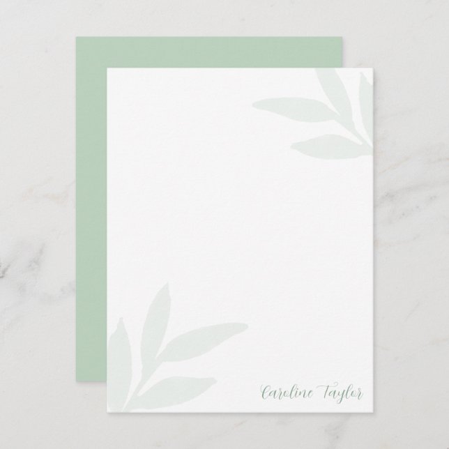 Faded Greenery Leaves Simple Feminine Card (Front/Back)