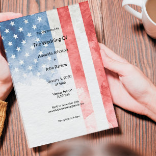 Faded Grunge American Flag Wedding Invitation