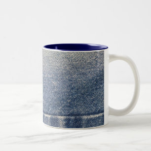 Faded Jeans / Denim Fabric Two-Tone Coffee Mug