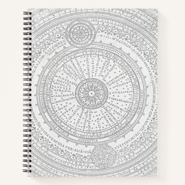 Faded latin text astro chart frame  notebook (Front)