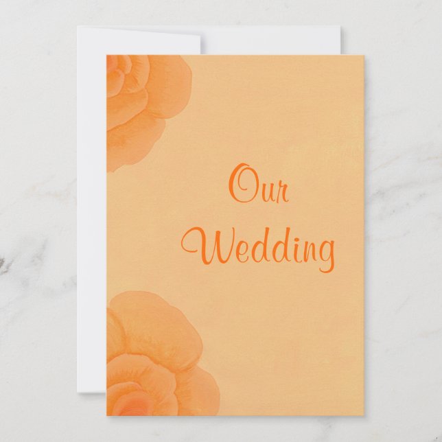 Faded Orange Roses, Custom Wedding Invitations (Front)
