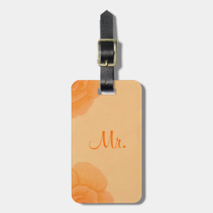 Faded Orange Roses Personalised Mr. Luggage Tags