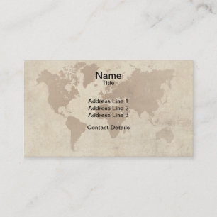 Faded Parchment World Map Business Card