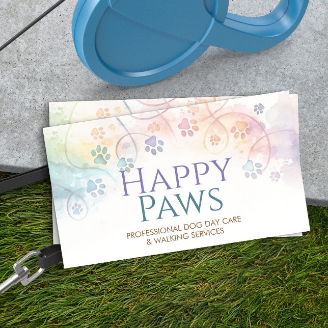 Faded pastel Watercolor Paw Prints Business Card (Creator Uploaded)