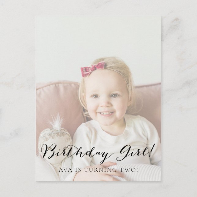 Faded Photo Child's Birthday Invitation Post Card (Front)