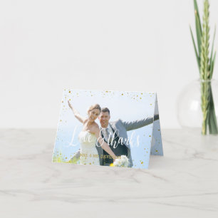 Faded Photo Geometric Gold Wedding Thank you Card