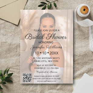 Faded Photo QR Code Registry Bridal Shower Invite