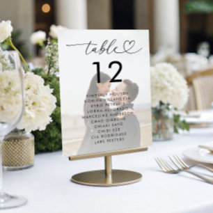 Faded Photo Seating Chart Names 5x7 Wedding Sign Invitation