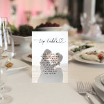 Faded Photo Seating Chart Names Wedding Sign Table Number<br><div class="desc">Decorate your wedding tables with this modern,  stylish card,  featuring heart script,  faded photo and custom guest details. Easily add your own details by clicking on the "personalise" option.</div>