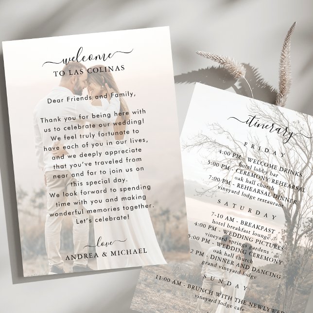 Faded Photo Wedding Welcome Letter &Itinerary Card (Creator Uploaded)