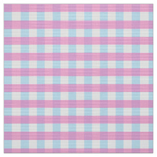 Faded Pink Blue Gingham Fabric