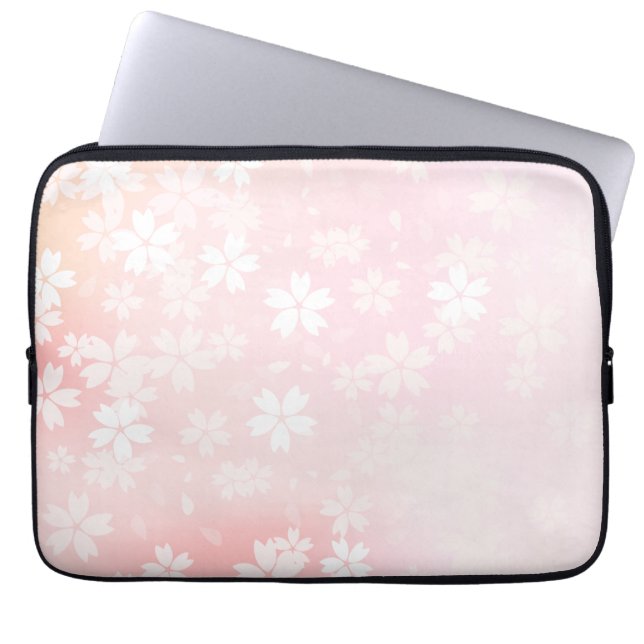 Faded Pink/White Cherry Blossom Computer Sleeve (Front)