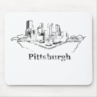 Faded Pittsburgh City Skyline Logo Mouse Mat