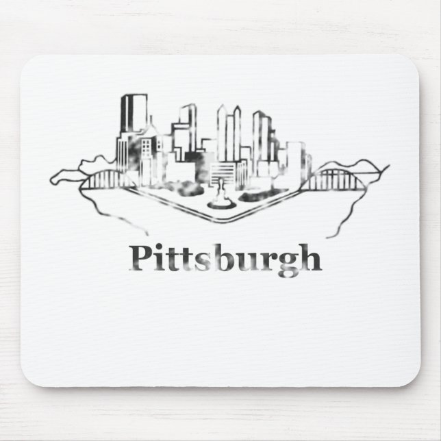 Faded Pittsburgh City Skyline Logo Mouse Mat (Front)