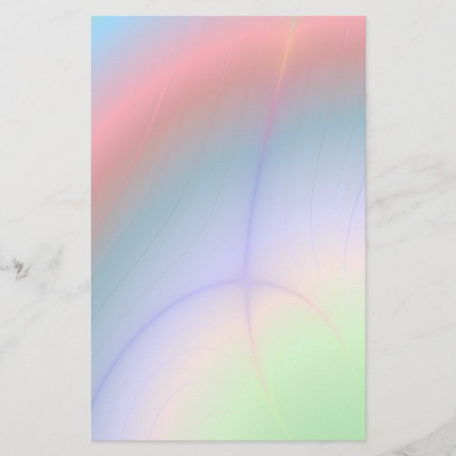 Faded Rainbow Aurora Abstract Stationery (Front)