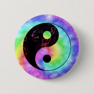 Faded Rainbow Yin Yang Button