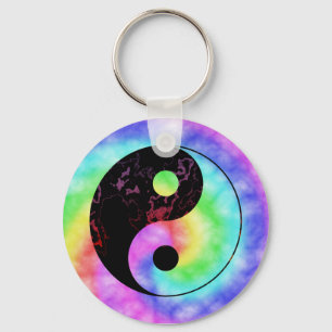 Faded Rainbow Yin Yang Keychain