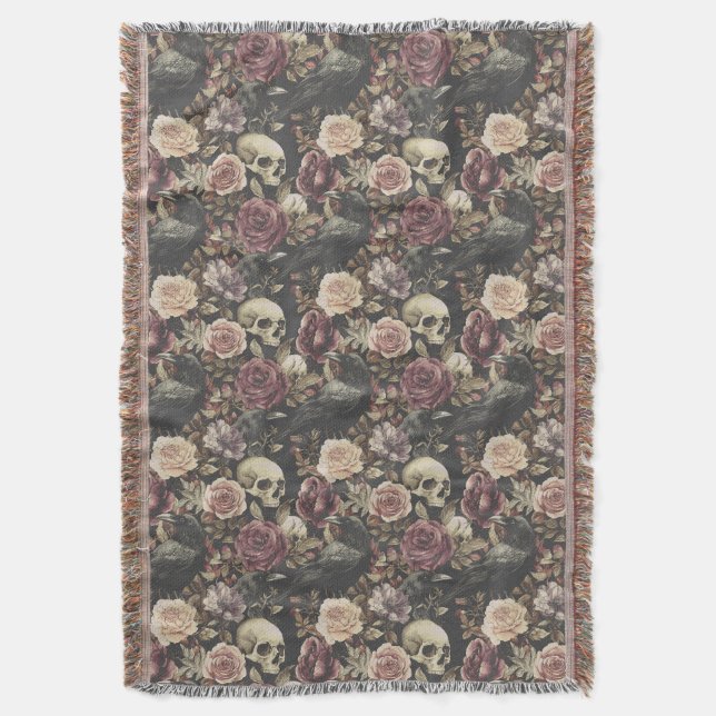 Faded Raven Garden Throw Blanket (Front Vertical)
