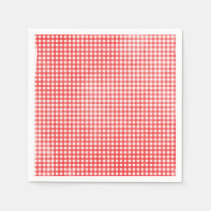 faded red and white gingham pattern napkin
