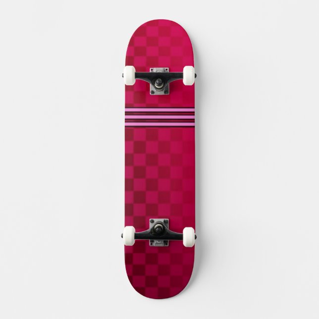 Faded Red Chequered Skateboard (Front)