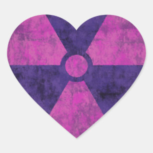 Faded Red Radiation Symbol Heart Sticker