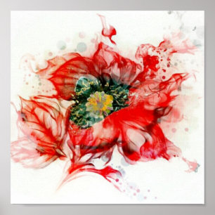 Faded Red Watercolor Macro Blossom Poster