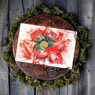 Faded Red Watercolor Macro Blossom Tissue Paper
