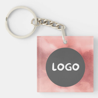 Faded Rose Business Logo & QR Double-Sided Key Ring