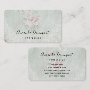 Faded Roses Grey Vintage Design Business Card