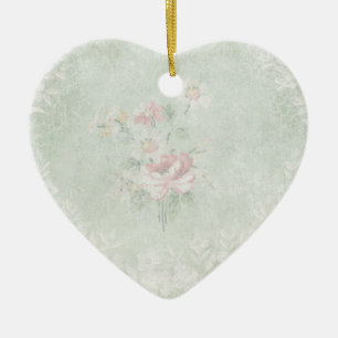 Faded Roses Shabby Vintage Design Ceramic Tree Decoration
