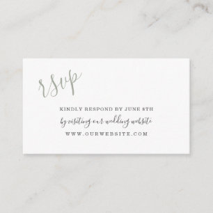 Faded Sage Watercolor Petals wedding RSVP online Enclosure Card