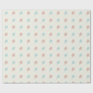 Faded Star Pattern Red Blue Wrapping Paper