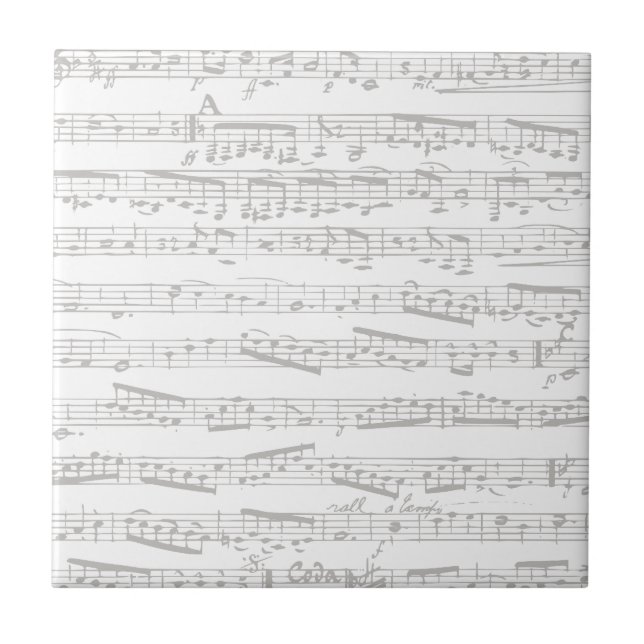 Faded Subtle Black and white musical notes Tile (Front)