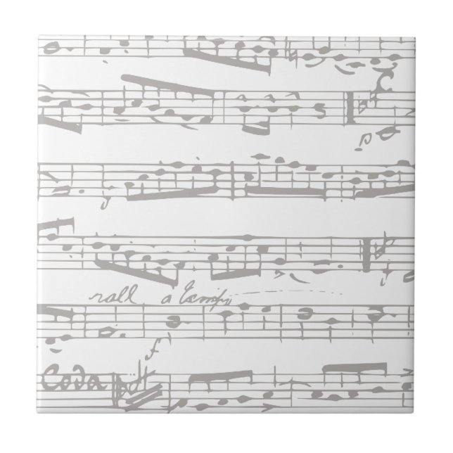 Faded Subtle Black and white musical notes Tile (Front)