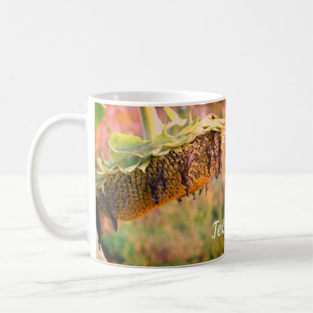 Faded Sunflower Flower Personalised Coffee Mug (Left)