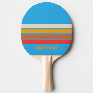 Faded Surf Blue Across Striping with Name Ping Pong Paddle