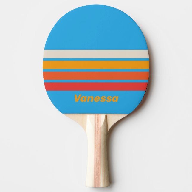 Faded Surf Blue Across Striping with Name Ping Pong Paddle (Front)
