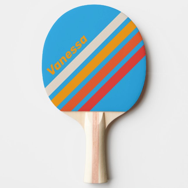 Faded Surf Blue Angled Striping with Name Ping Pong Paddle (Front)