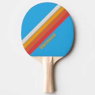 Faded Surf Blue Striped with Name Ping Pong Paddle