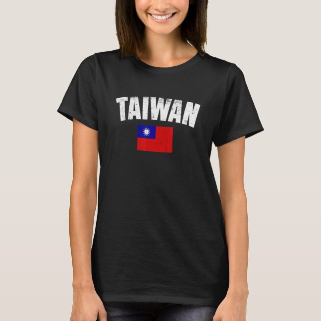 Faded Taiwanese Flag Distressed Flag Of Taiwan Ret T-Shirt (Front)