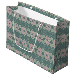 Faded Teal and Pink Rose Large Gift Bag