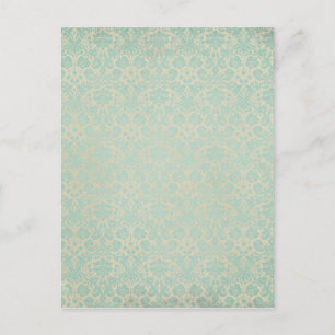 Faded Teal Damasks Pattern Postcard