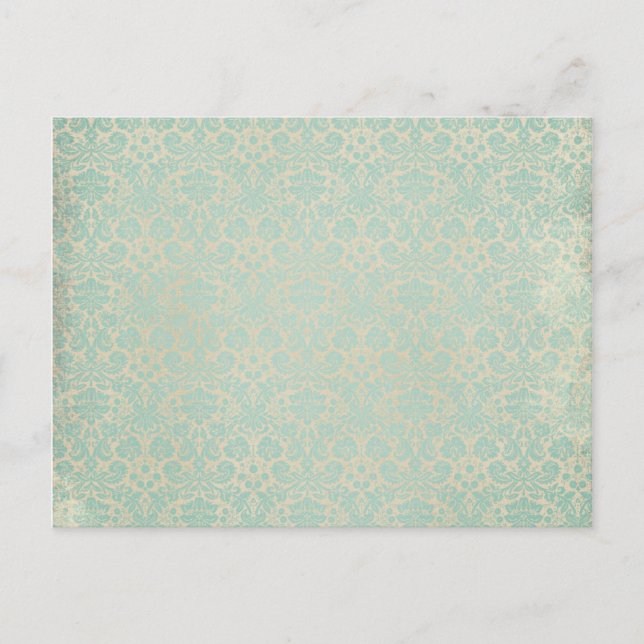 Faded Teal Damasks Pattern Postcard (Front)