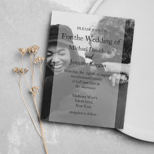 Faded Transparent Overlay Photo Wedding Invitation Postcard